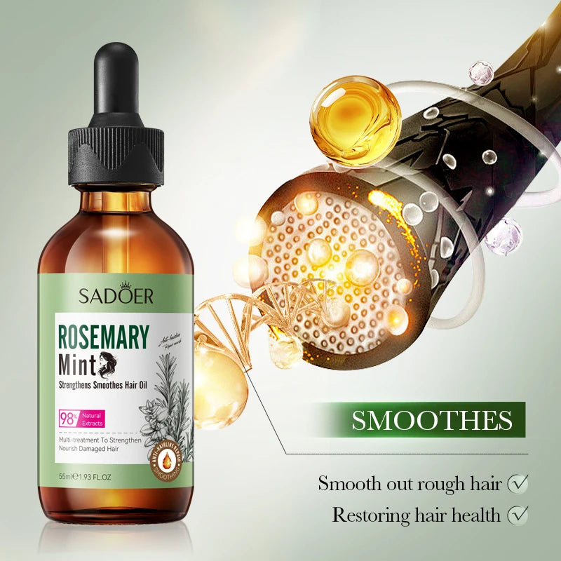 55ml Mint Rosemary Hair Care Essential Oil Hydrate Smooth Repair Hair Damage Strengthen Hair Roots Improve Hair Care Oil Peaceful Pleasures Health and Wellness