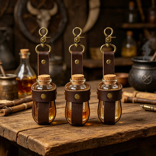 UYEE Medieval Leather Vial Holster Clip Waist Sash Alchemy Potion Peaceful Pleasures Health and Wellness