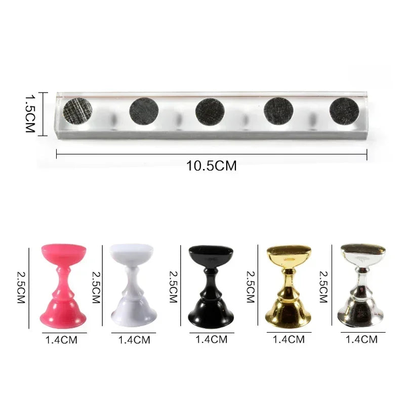 4sets 5pcs/Set Nail Practice Base, Acrylic Display, Magnetic Holder, False Nail Tips Practice Stand, Art Tools Peaceful Pleasures Health and Wellness