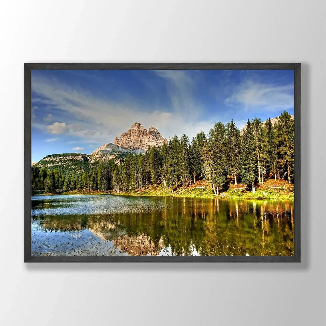 Dark Green Forest Fog Mountain Canvas Wall Art | Nature Poster