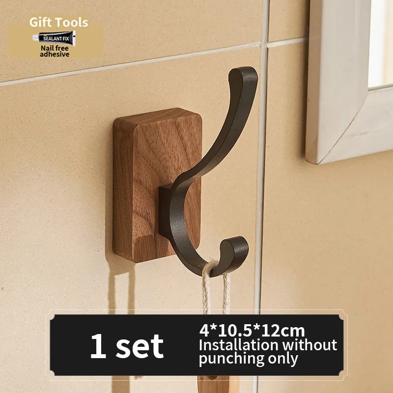 No-Drill Black Aluminum Wall Hook | Towel & Coat Hook