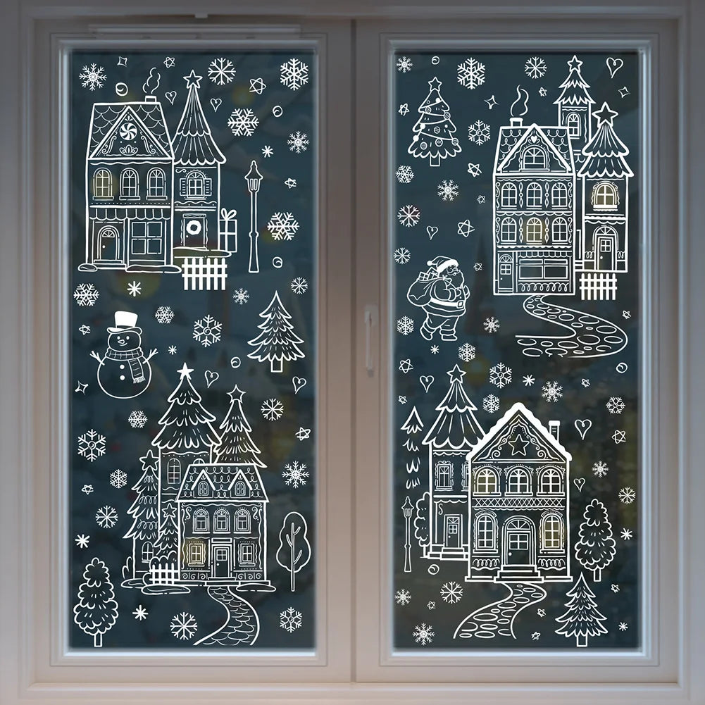 Snowman Christmas Window Clings & Removable Xmas Wall Decals