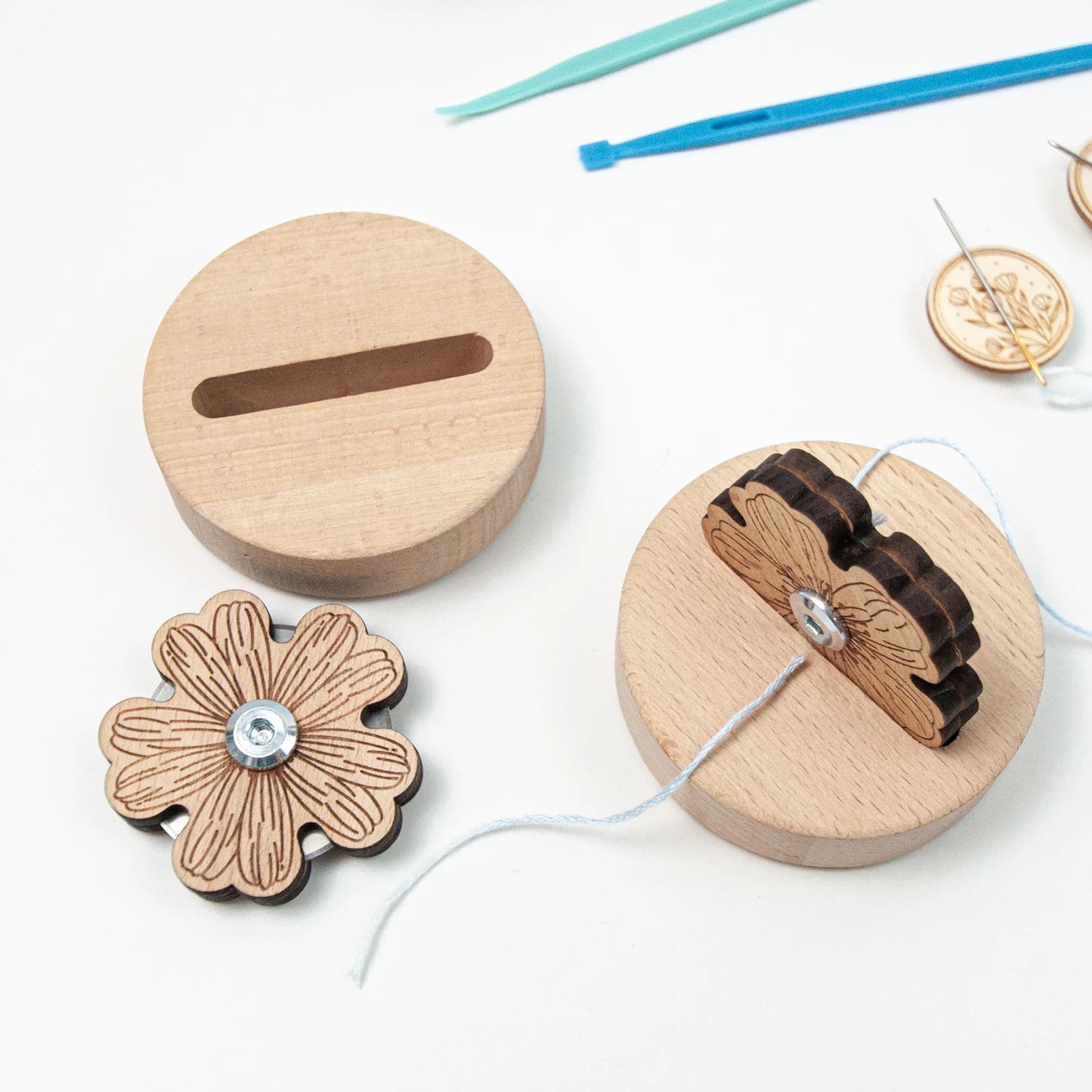 1x Flower Shape Needle Magnetic Pin Holder + 1x Thread Cutter for Cross Stitch Needlework Embroidery +10pcs Positioning Bead Pin Peaceful Pleasures Health and Wellness
