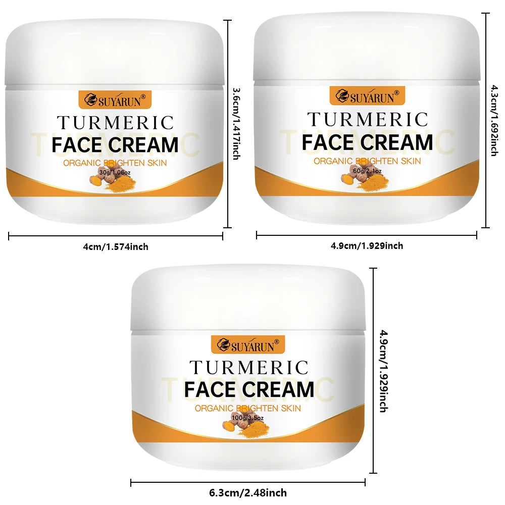 SUYARUN Turmeric Face Cream - Anti-Aging & Brightening, Oil-Free Moisturizer for Sensitive Skin, Organic Skincare with Vitamin E Peaceful Pleasures Health and Wellness