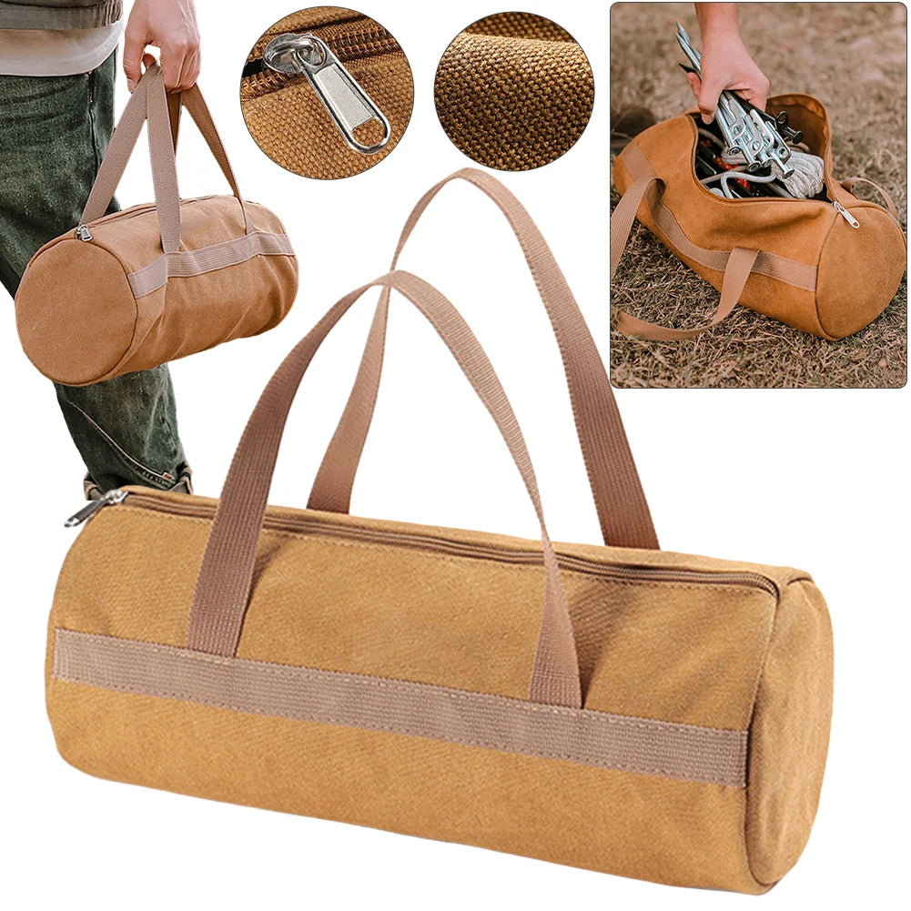 Canvas Ground Nail Bag Large Capacity Camping Tool Organizer Bag Portable Hammer Stakes Pegs Bag Lightweight for Outdoor Camping Peaceful Pleasures Health and Wellness