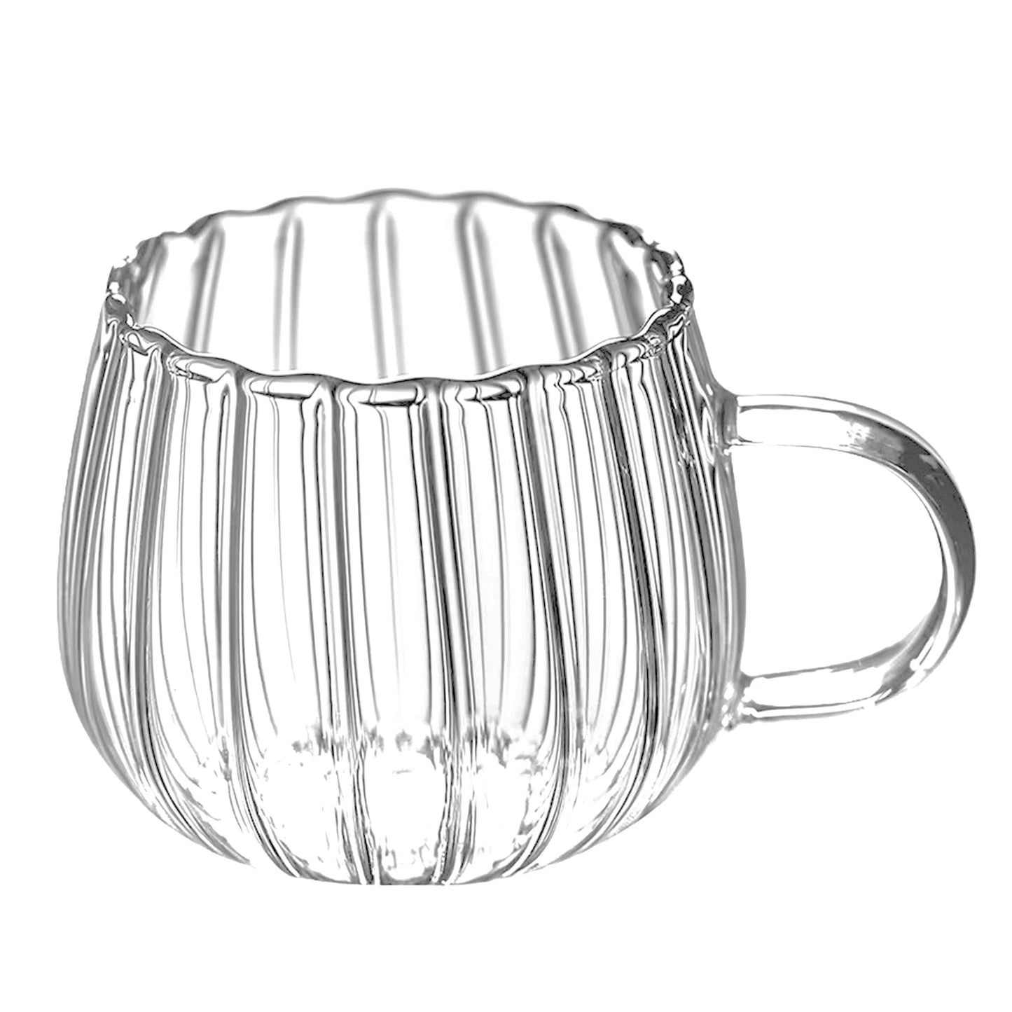 Glass Coffee Drinking Cups Transparent Vertical Pattern Petal Design Cup Suitable for Home Hotels Bars Peaceful Pleasures Health and Wellness Default Default