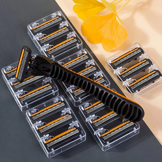 Men's 3-Blade Stainless Steel Manual Razor | Travel & Home Manual Shaving Razor Peaceful Pleasures Health and Wellness