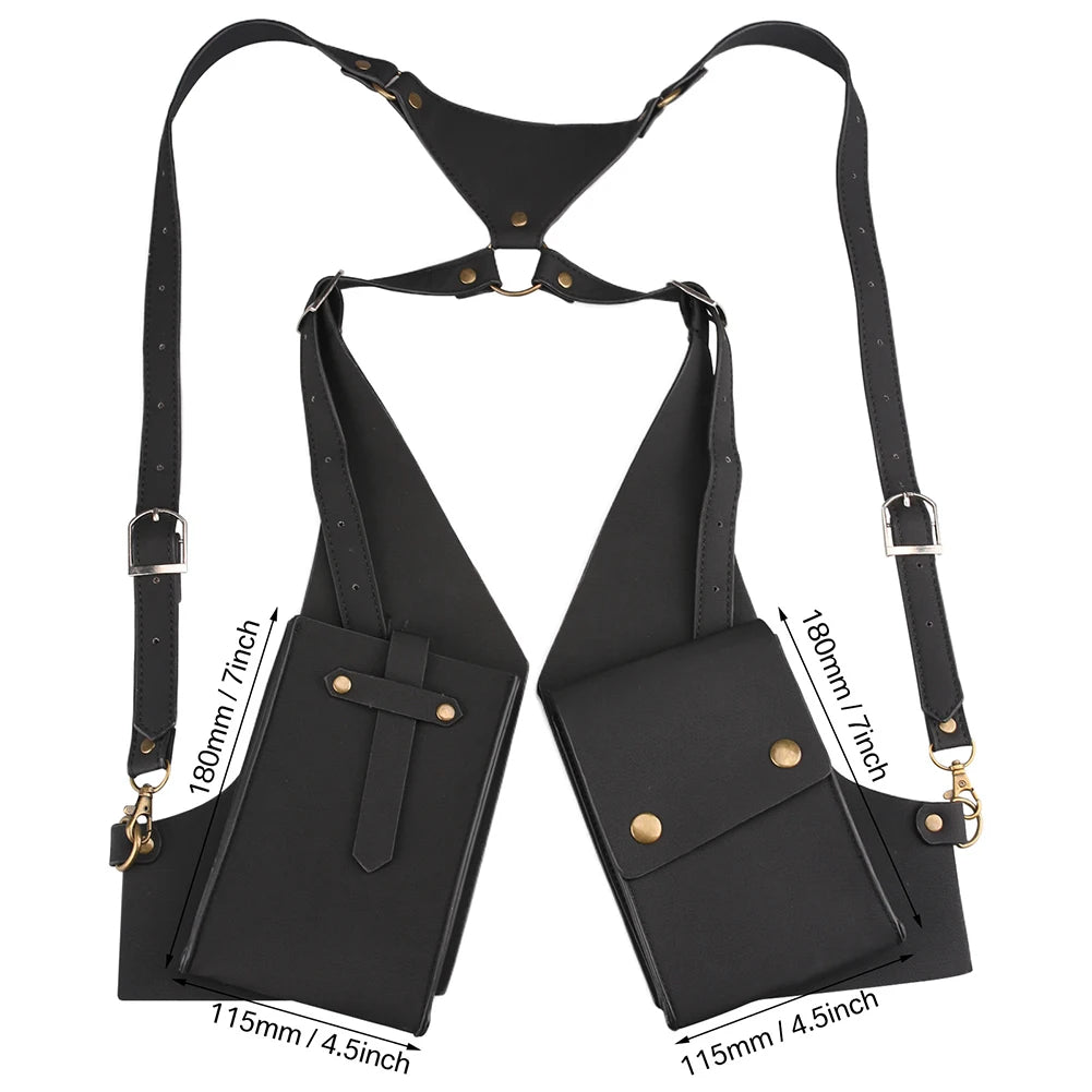 Retro Anti-Theft Leather Double Shoulder Armpit Bag Outdoor Fashion Adjustable Wallet Phone Case For Men Shoulder Holster Bags Peaceful Pleasures Health and Wellness Black 1