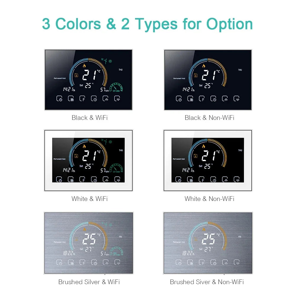 TUYA Wi-Fi Smart Large Colorful Screen Room Programmable Air Thermostat WIFI for Switch Heating Cooler Bridge Voice Alexa Peaceful Pleasures Health and Wellness