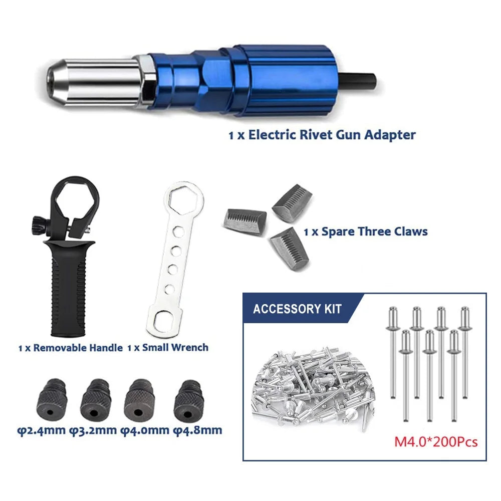 Electric Rivet Gun Drill Adapter 2.4–4.8mm | Cordless Riveting Tool Peaceful Pleasures Health and Wellness
