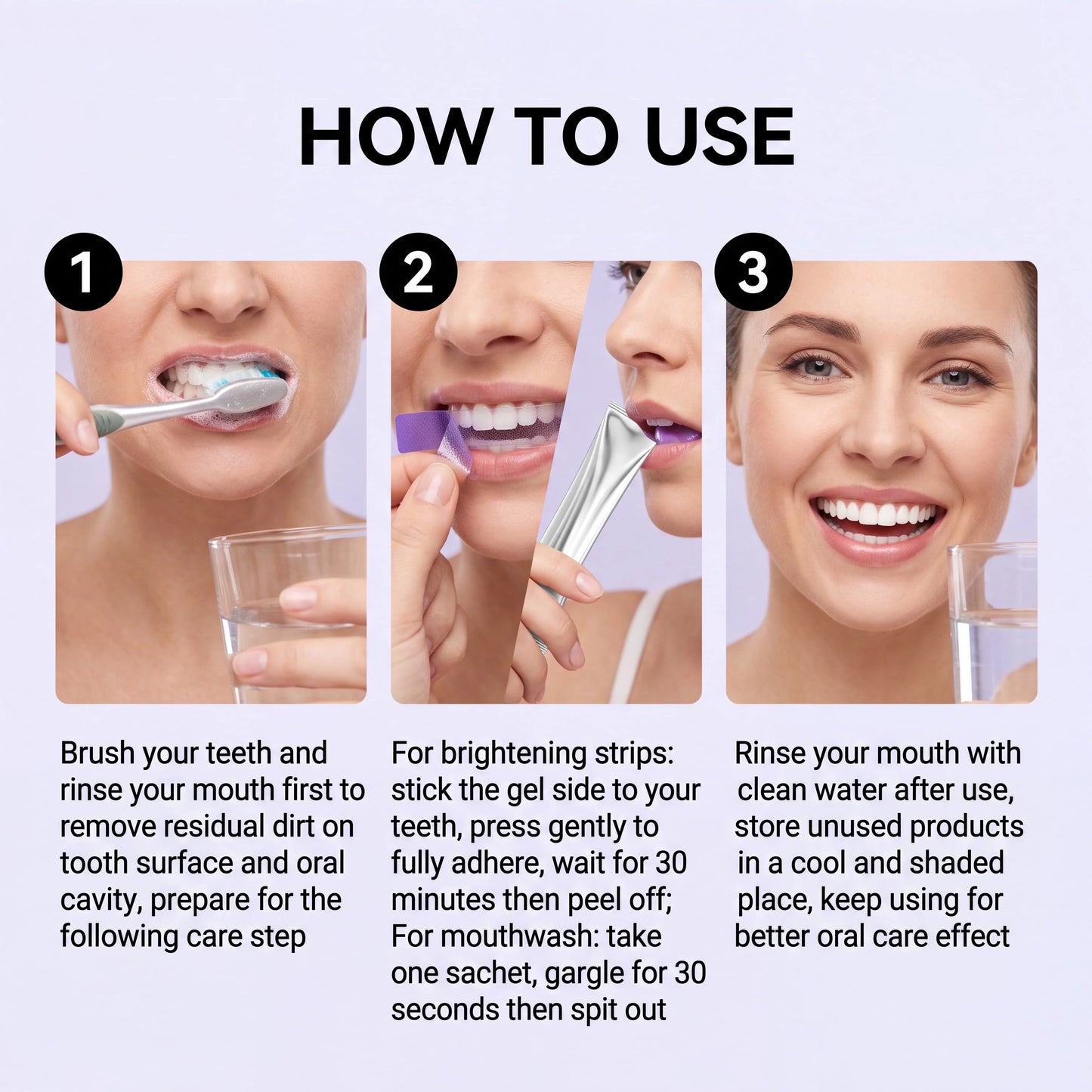 Purple Teeth Brightening Strips & Mouthwash Dental Kit