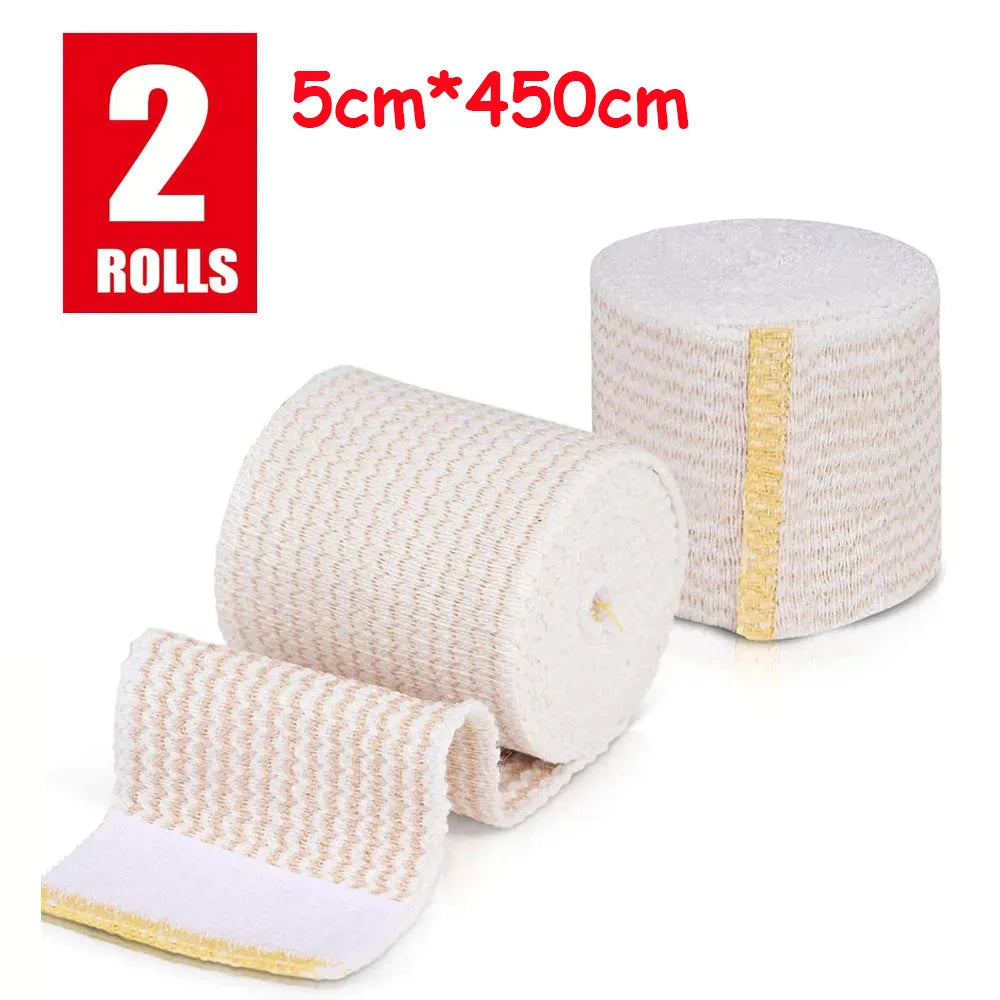 2 Pack Premium Elastic Bandage Wrap, Reusable Hook and Loop Compression Wrap Bandage for Knees, Ankles, Wrists,Legs Peaceful Pleasures Health and Wellness 5cm-450cm-2 Rolls