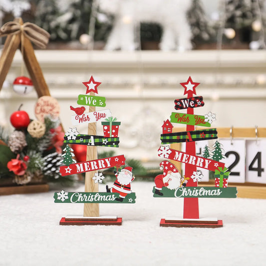 Wood Christmas Tree Ornaments Set Desktop Centerpieces Tabletop Holiday Decorations For Home, Offices, And Shops Peaceful Pleasures Health and Wellness