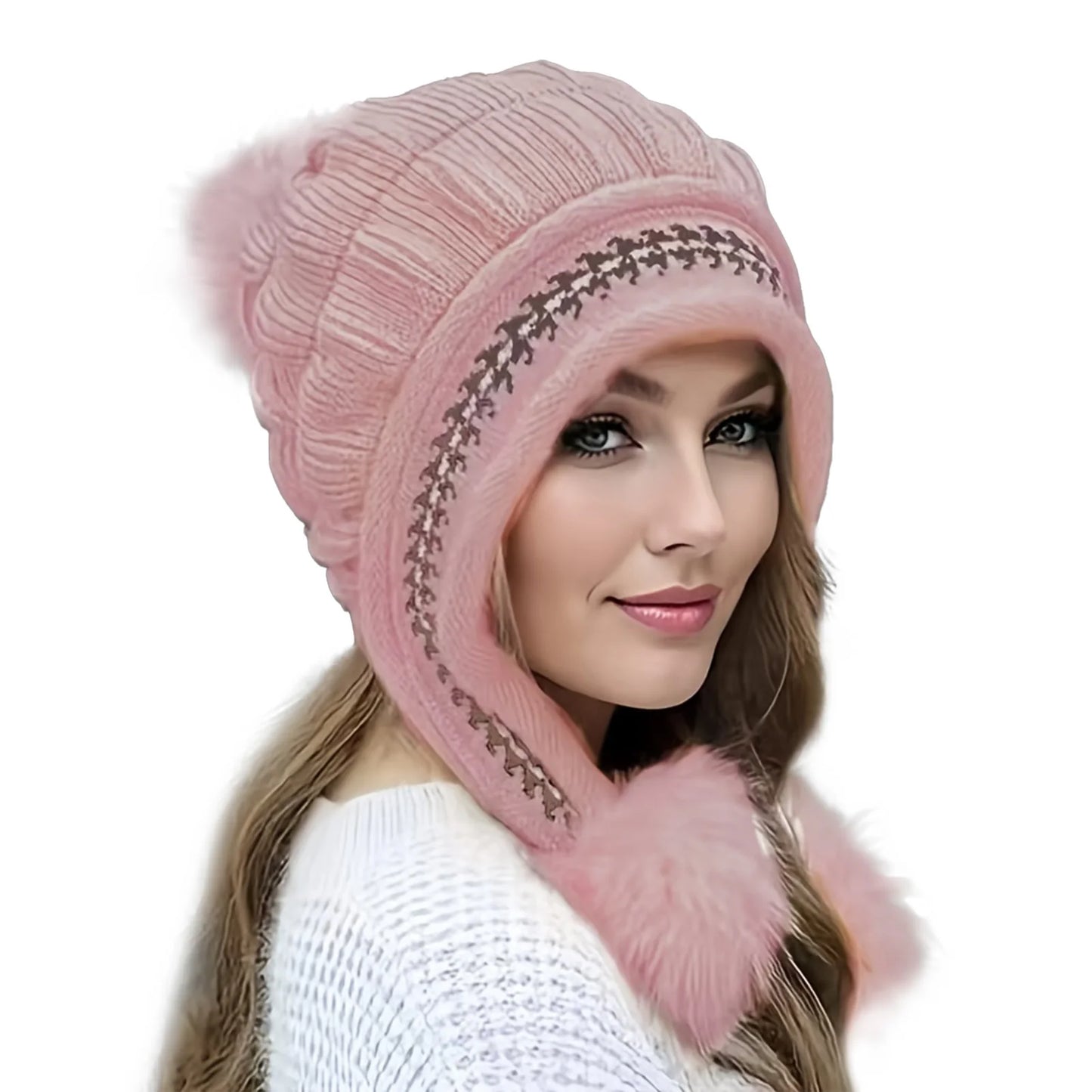 Women's Knitted Warm Hats Soft Stretch Thick Knitted Skull Cap Beanie Suitable for Cold Weather Peaceful Pleasures Health and Wellness Pink