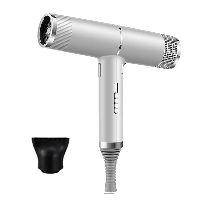 Professional Salon High Power 1000W Ionic Hair Dryer Set with Cold Hot Wind for Home Hotel & Travel Use Peaceful Pleasures Health and Wellness Silver 100V-240V EU Plug