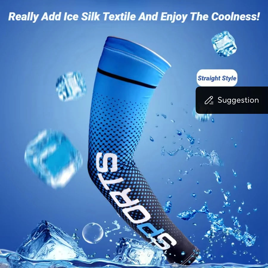 Summer Fashio Sunscreen Ice Silk Sleeve UV Sun Protection Cooling Anti-Slip Arm Sleeves Men Women Outdoor Sport Cycling Peaceful Pleasures Health and Wellness