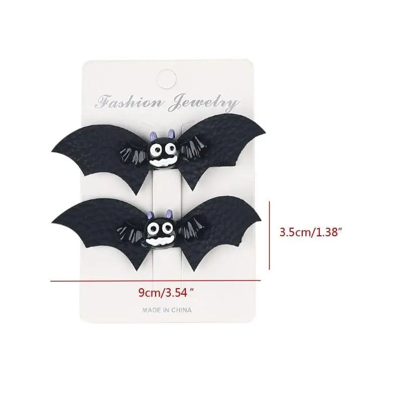 Halloween Bat Wing Hair Clips – PU Leather Barrettes 2 Pack