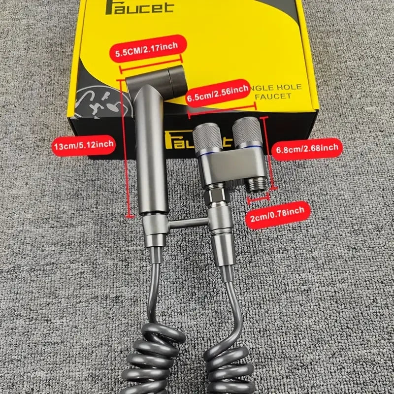 Stainless Steel Triangle Valve 1 Inlet 2 Outlets + Spray Gun