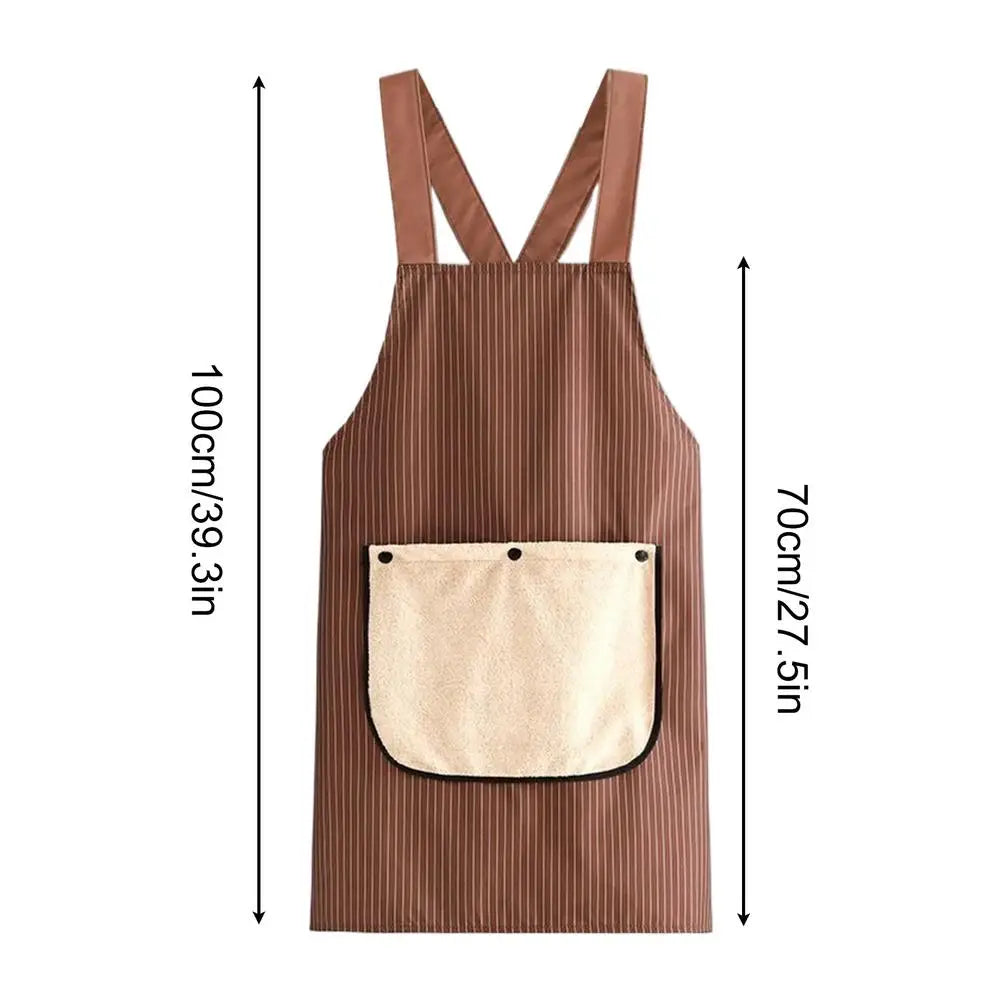 Waterproof Cross Back Kitchen Apron with Removable Towel