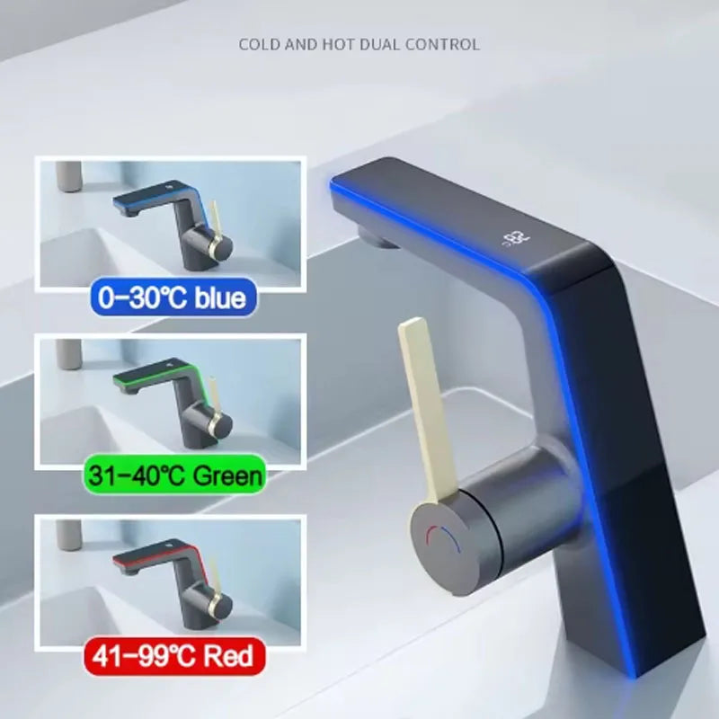 LED Temperature Display Basin Faucet | Single Handle Bathroom Tap