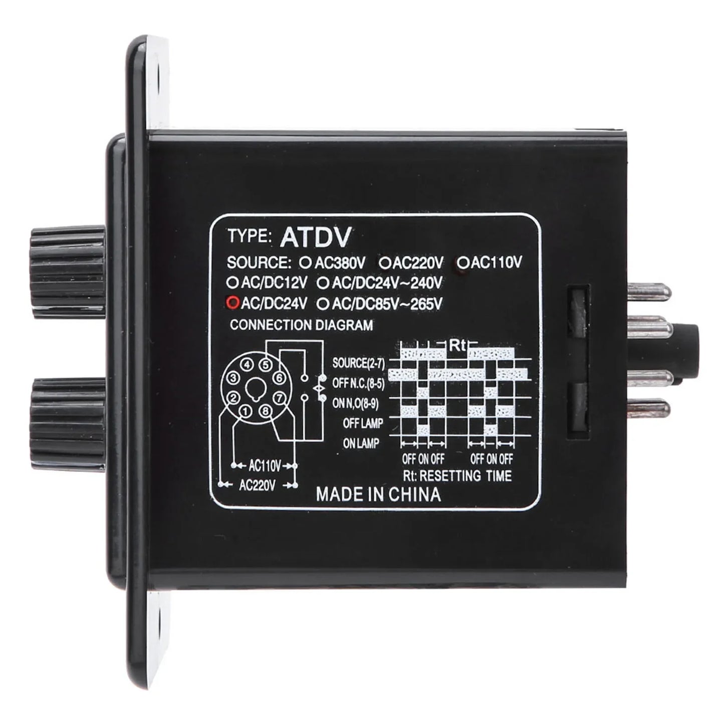 ATDV-YC 6S-60M Twin Timer Relay Off Switch Knob Control Time