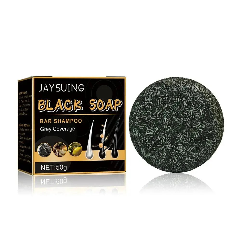 50g Grey Coverage Bar Shampoo Repair Gray White Hair Color Treatment Nourishing Anti Dandruff Natural Hair Darkening Soap Peaceful Pleasures Health and Wellness 50g boxed