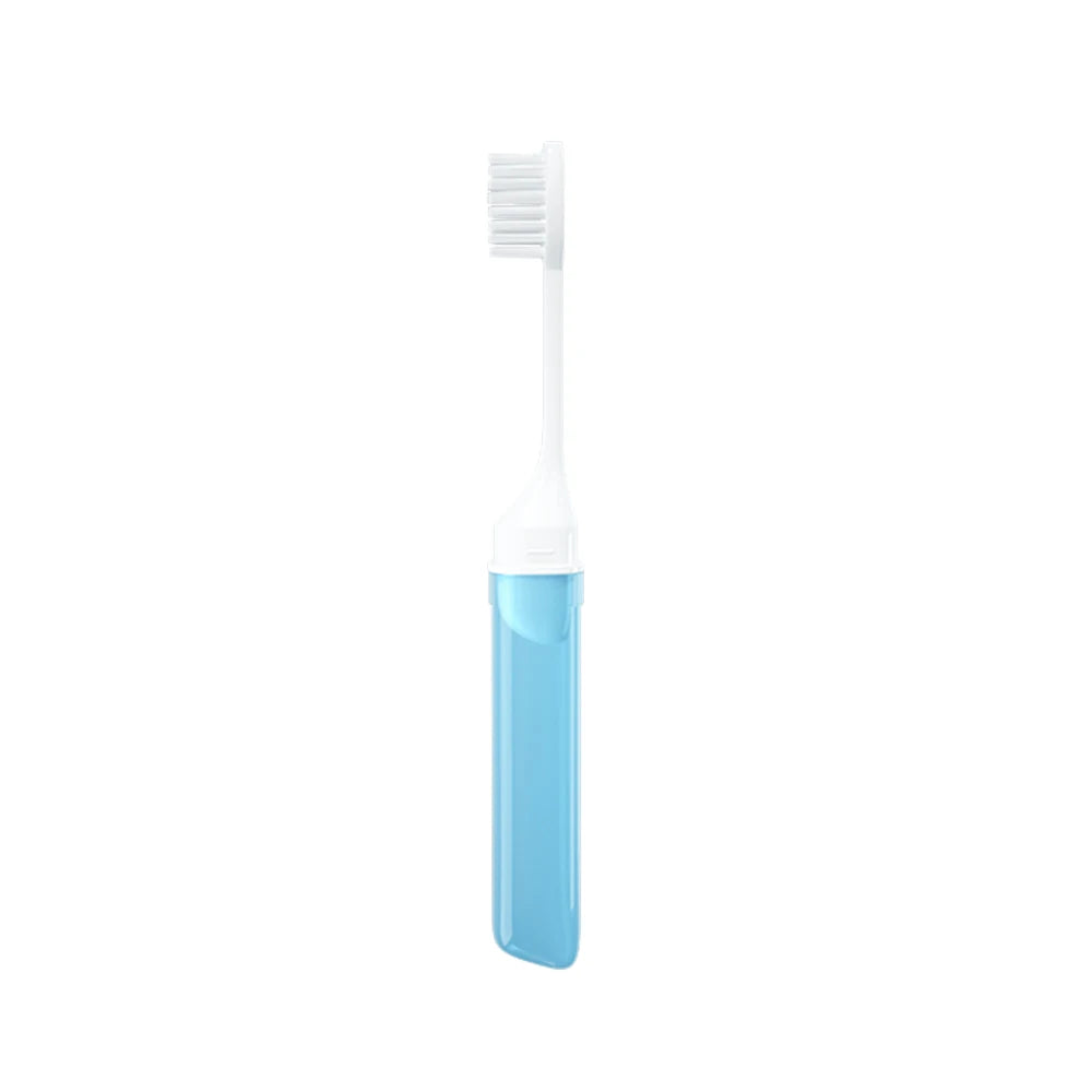 Mini Travel Toothbrush Foldable Portable Small Dental Brush Folding Traveling Adult Toothbrush in Transparent Candy Colors Peaceful Pleasures Health and Wellness 1pcs Blue