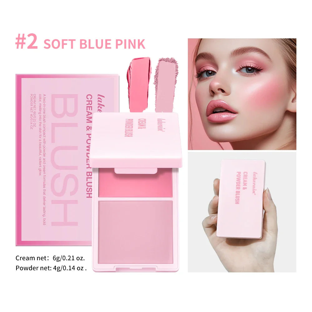 Lakerain 2-in-1 Cream & Powder Blush – High Pigment, Long-Lasting