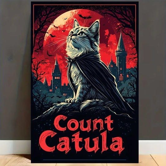 Vampire Cat Gothic Canvas Wall Art | Unframed Horror Poster Gothic Canvas Poster Peaceful Pleasures Health and Wellness