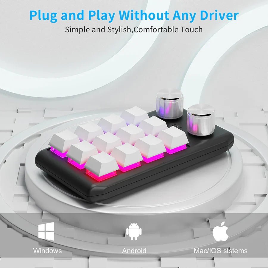 12-Key Macro Mechanical Keyboard Bluetooth 2.4G 3-Mode Macropad