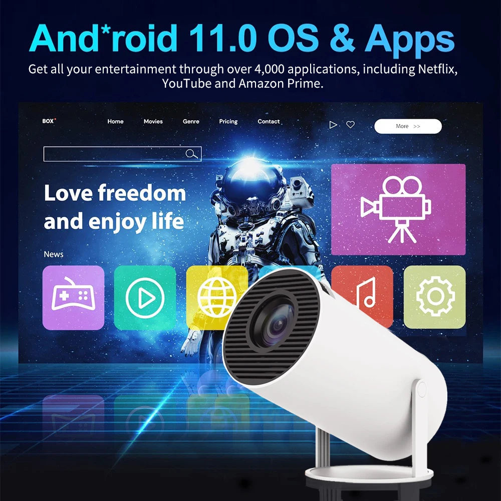 HD 1080P Portable Projector with Android WiFi Smart Mini Projector for Home Theater Outdoor Movie Night Travel Compatible with P Peaceful Pleasures Health and Wellness