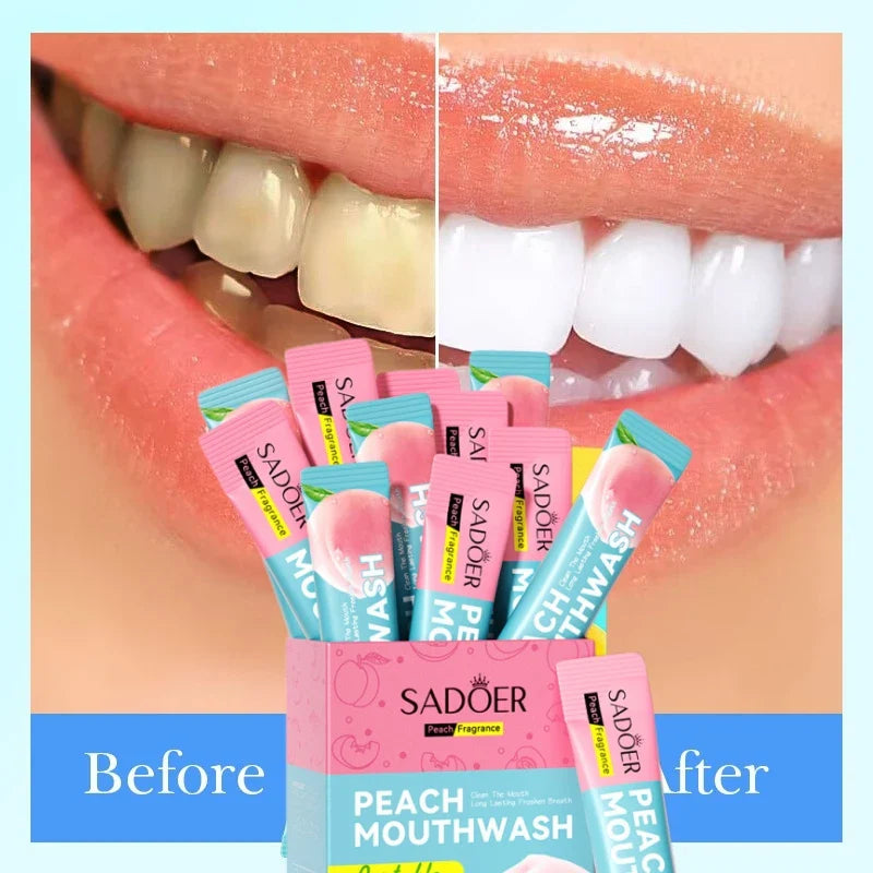 Peach Mouthwash Sticks 20-Pack – Fresh Breath Travel Rinse