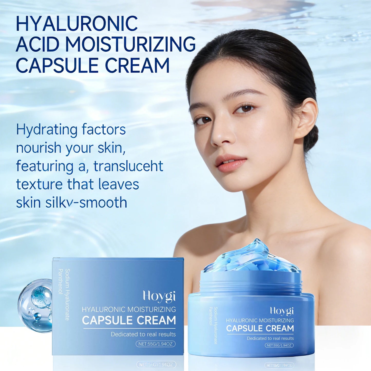 Hyaluronic Acid Moisturizing Capsule Cream Barrier Repair Long Lasting Hydration Firming Lifting Brightening Face Skin Care Peaceful Pleasures Health and Wellness