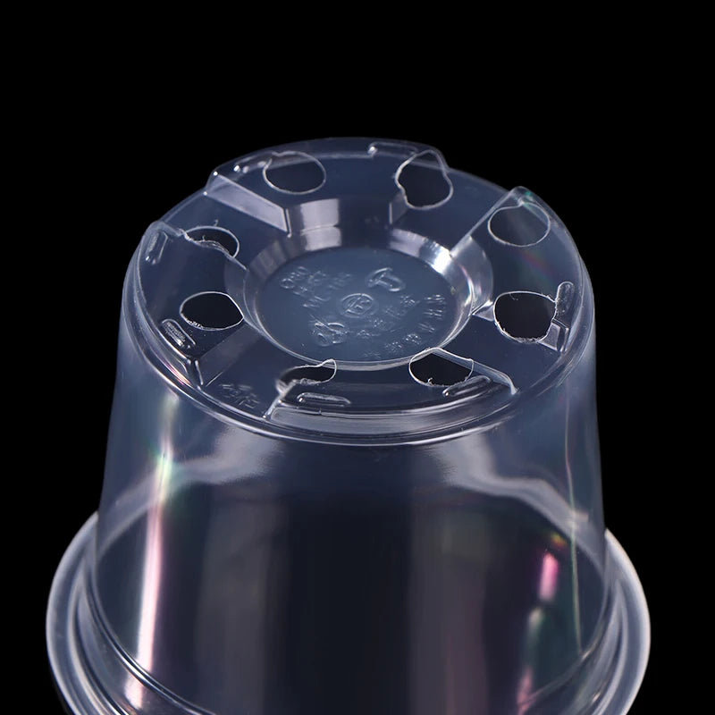 5 Pieces 6 Sizes 3/3.5/4/5/6/7 Inches Greenhouse Transparent Plastic Flowerpot Drainage Hole Pot Breathable Nursery Flower Pot Peaceful Pleasures Health and Wellness