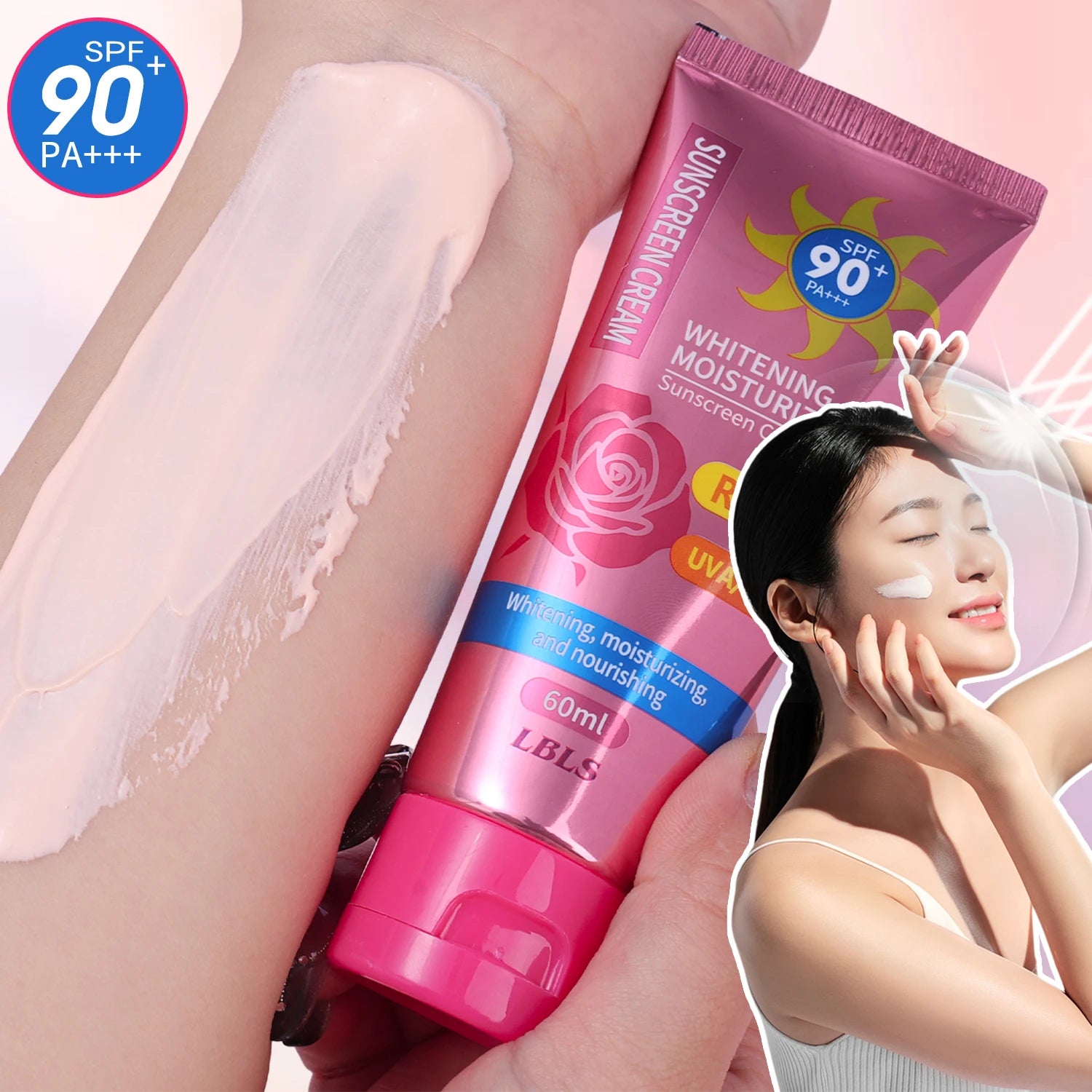 Sunscreen SPF90+ UV Radiation Protection Lsolation Moisturizing Brighten Face Body Arm Thighs Sunblock Skin Care Sunscreen Cream Peaceful Pleasures Health and Wellness