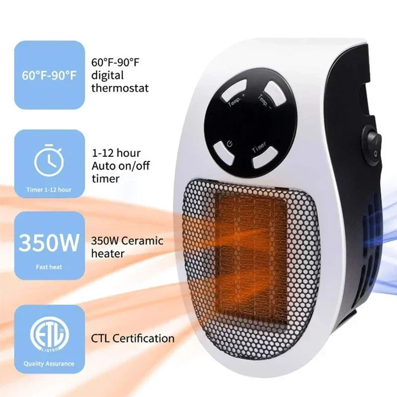 350W Portable Electric Heater with Remote Control, Wall Mounted Home Room Heater for Winter Indoor Heating Fast Warm heater Peaceful Pleasures Health and Wellness