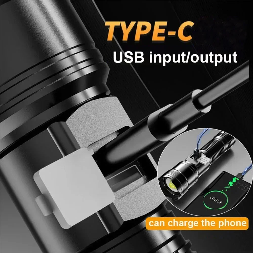 Ultra Bright Zoomable LED Tactical Flashlight | USB Rechargeable