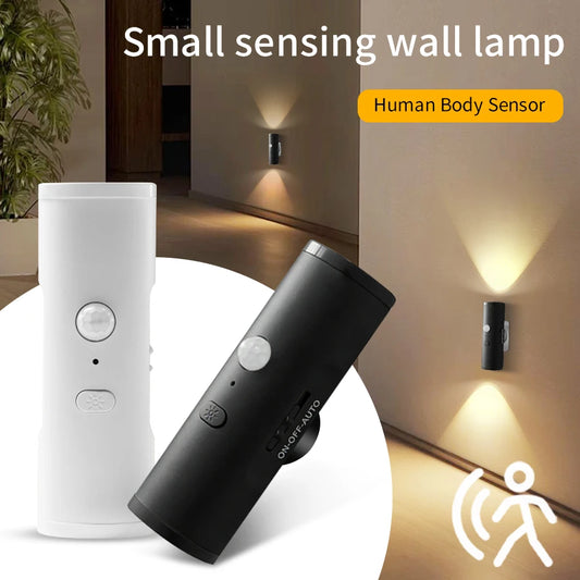 Magnetic Motion Sensor Wall Lamp 3 Colors Adjustable Double-head Spotlight Rechargeable Lamp for Closet Stairs Aisle Room Decor Peaceful Pleasures Health and Wellness