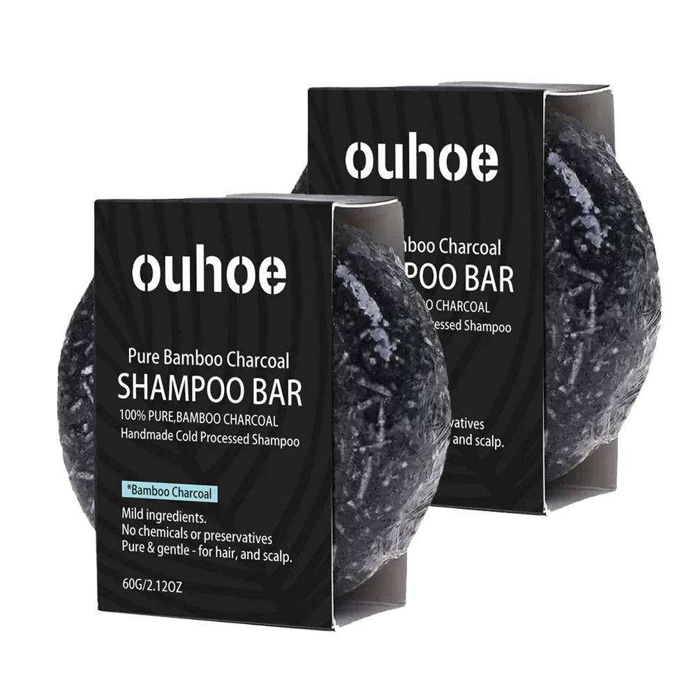Bamboo Charcoal Shampoo Soap Deep Clean The Scalp Create Dark And Thick Hair Improve Dryness Hair Nourish Charcoal Shampoo Soap Peaceful Pleasures Health and Wellness 2pcs