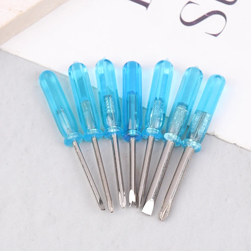 10Pcs Mini Screwdriver Blue Handle Mini Phillips Screwdriver Set Cross/Horizontal Head Precision Repair Tools Electronics Tools Peaceful Pleasures Health and Wellness