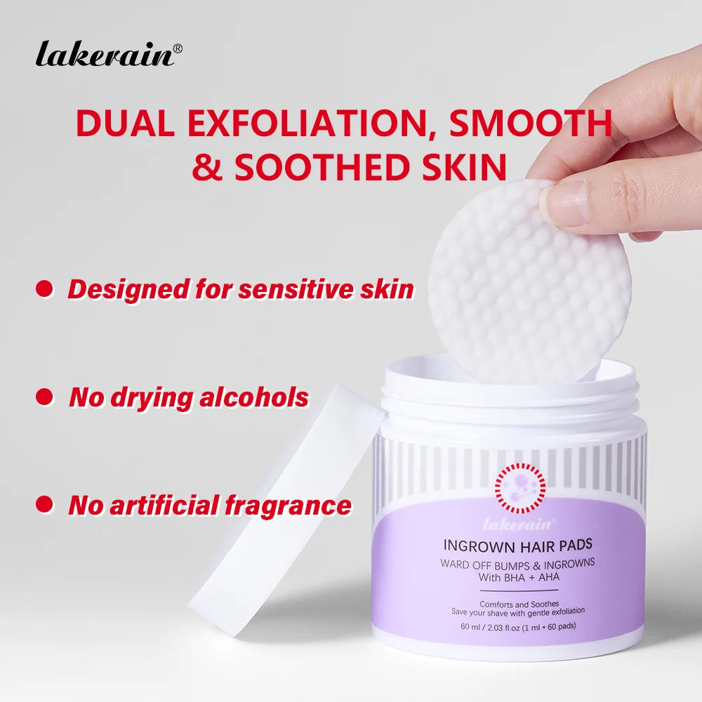 Ingrown Hair Care Pads Aftershave Treatment Powerful Gentle Formula Soothe Skin For Men & Women Underarms Bikini Area Face Neck Peaceful Pleasures Health and Wellness