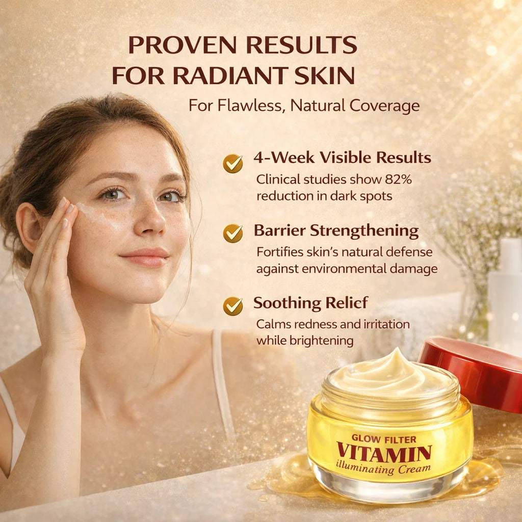 GLOW FILTER VITAMIN illuminating Cream Vitamin C & 5% Niacinamide Dark spots Cream for Women, Glowy, Lightweight Hydration,50ml Peaceful Pleasures Health and Wellness