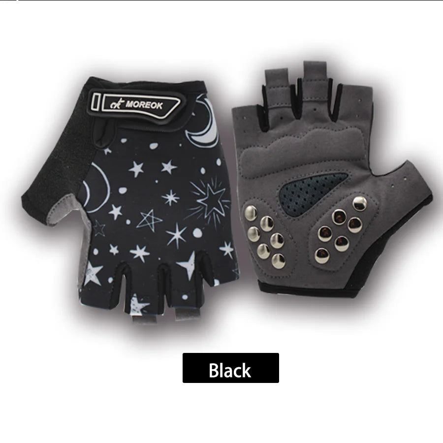 1 Pair Kids Gloves for Boys Girls, Breathable Non-slip Children Cycling Half Finger Gloves Outdoor Sports Hand Protection Peaceful Pleasures Health and Wellness Black Gray S