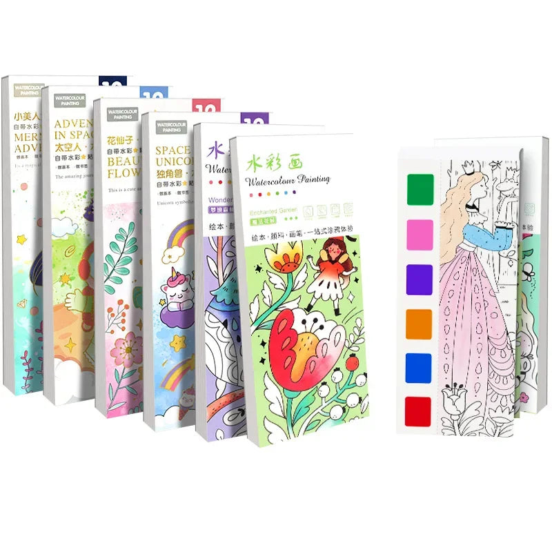 12 Sheets Children Watercolor Graffiti Draw Book 3+ Year Early