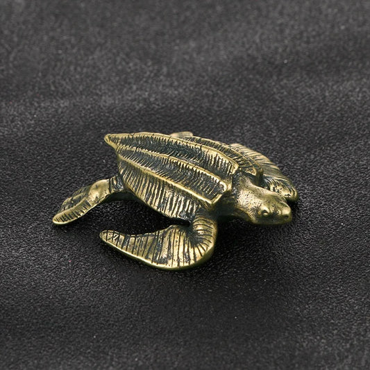 Solid Brass Turtle Mini Ornament Statue Tea Pet Crafts Desktop Animal Peaceful Pleasures Health and Wellness