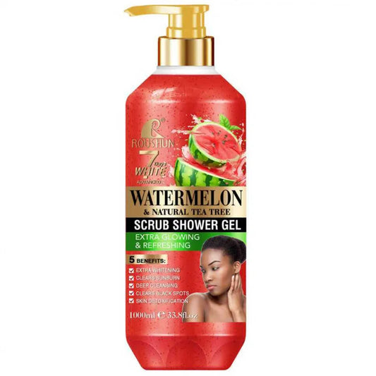 ROUSHUN Watermelon SCRUB SHOWER GEL 1000ML Moisturizing and Moisturizing Skin Fragrance Retention Large Capacity Shower Gel Peaceful Pleasures Health and Wellness