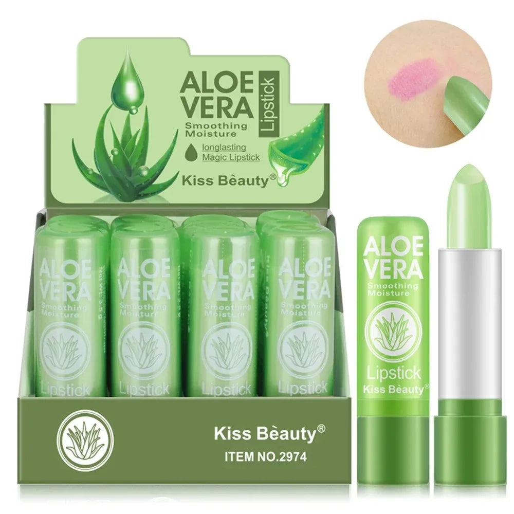 Aloe Vera Temperature Color Change Lipstick Moisturizing Lip Balm Long Lasting Waterproof Nourishing Lip Korean Makeup Cosmetics Peaceful Pleasures Health and Wellness