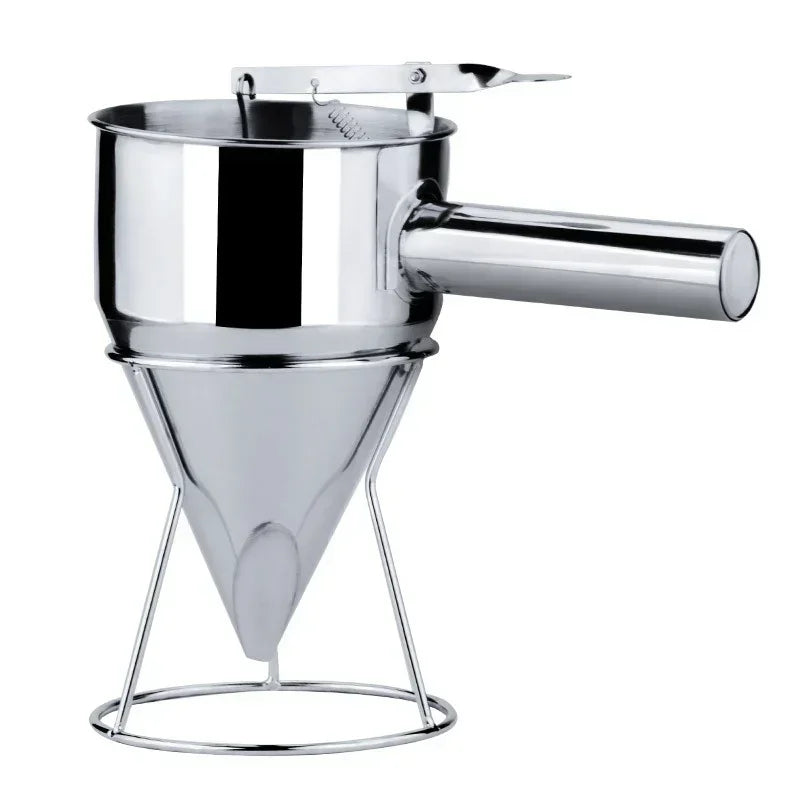 Cone Stainless Steel Pancake Batter Removable Dispenser Funnels with Stand 600/1200ml Great for Cupcakes Takoyaki Baking Tools Peaceful Pleasures Health and Wellness