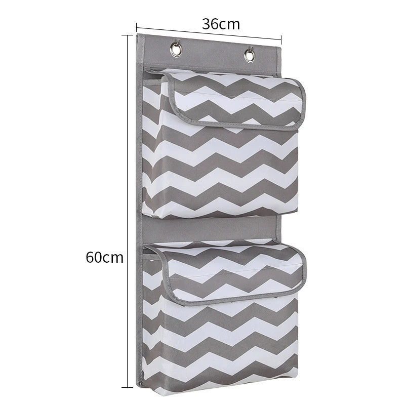 Oxford Cloth Wall Hanging Storage Bag – 2 Pockets & Lids