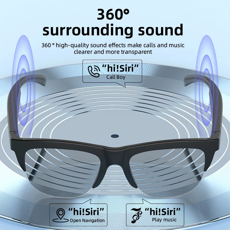 Transparent Lens Bluetooth Audio Glasses Open-Ear Speakers Anti-Blue Light Smart Touch Control Office & Daily Use Smart Glasses Peaceful Pleasures Health and Wellness